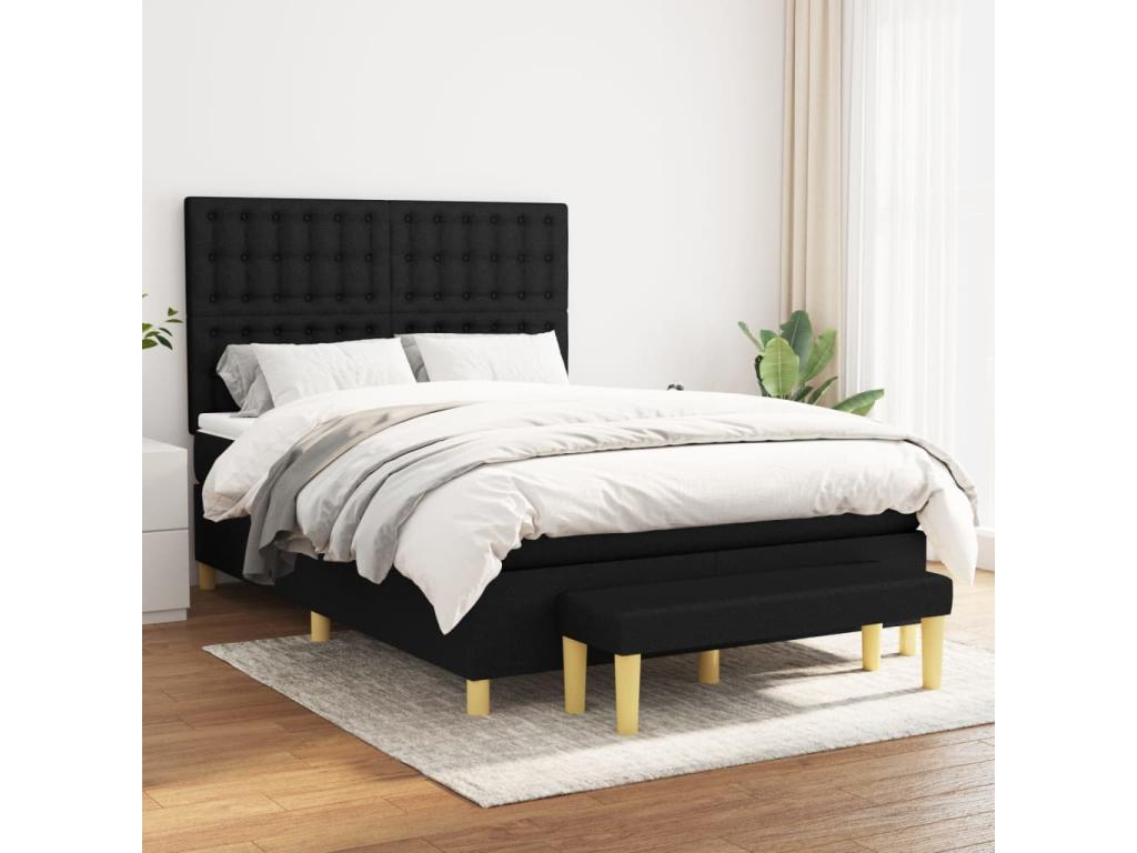 Sommier à Mobenze de lit con Materasso Nero 140x190 cm Tissu BQMZ31382