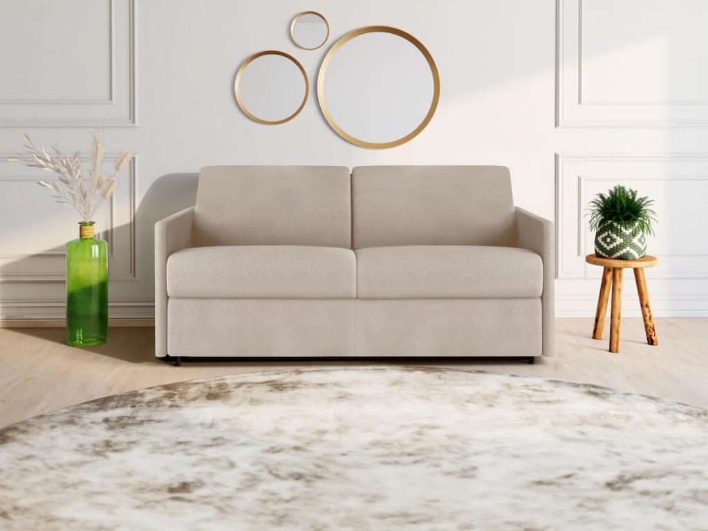 Divano trasformabile 3 posti PINPAI in tessuto beige - Divano 140 cm - Materasso 14 cm Luxameub LHAP07671