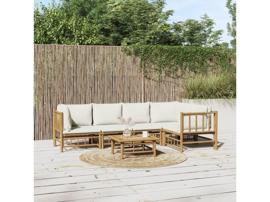 Set da giardino 6 pezzi con cuscini bianco crema Luxameub ORJS25681