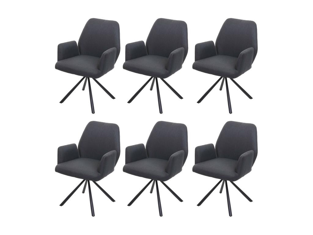 Sedia da sala da pranzo Mobenze-H71 lotto da 6 girevole grigio foncé EMAX72493