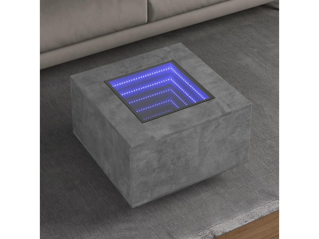 Tavolo basso con LED grigio cemento 60x60x40 cm Mobenze d'ingénierie MFAL21129