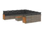 Set da giardino con cuscini 12 pezzi in resina intrecciata grigia IZUP58619