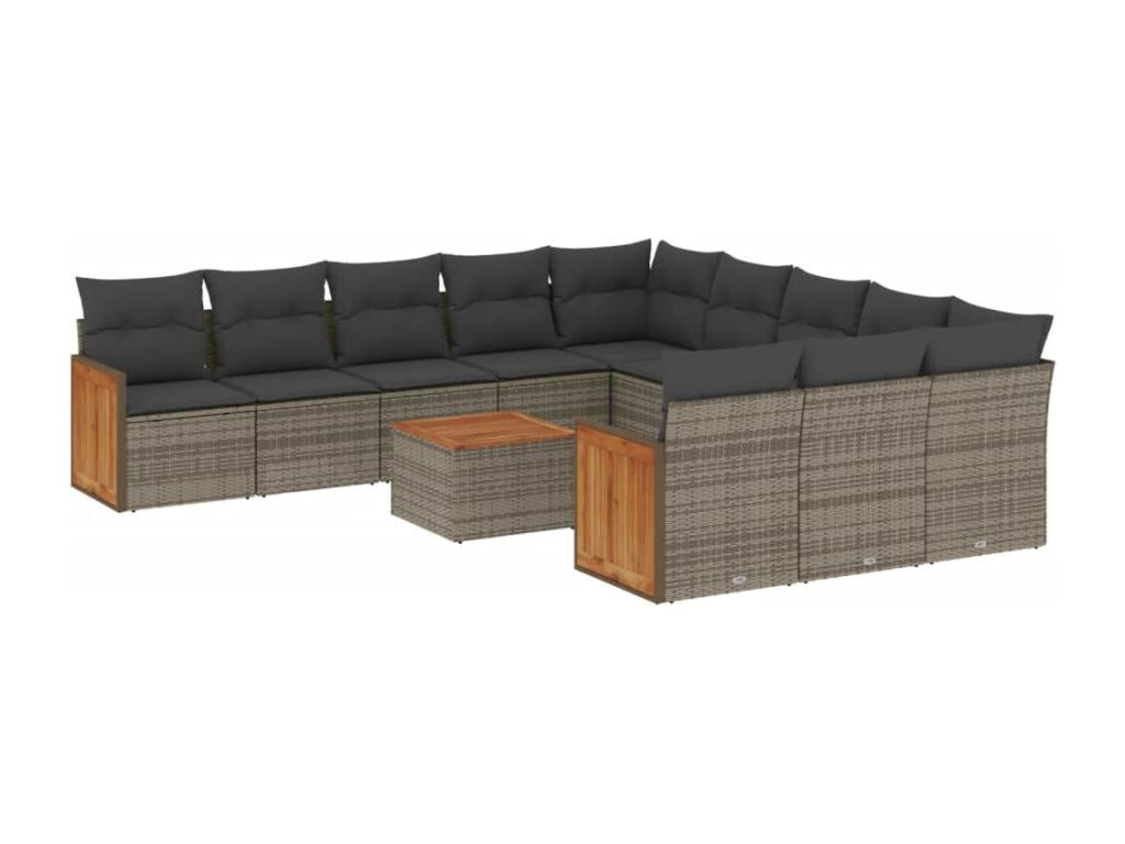 Set di mobili da esterno in vimini intrecciato in resina grigia - dlz1766571575897