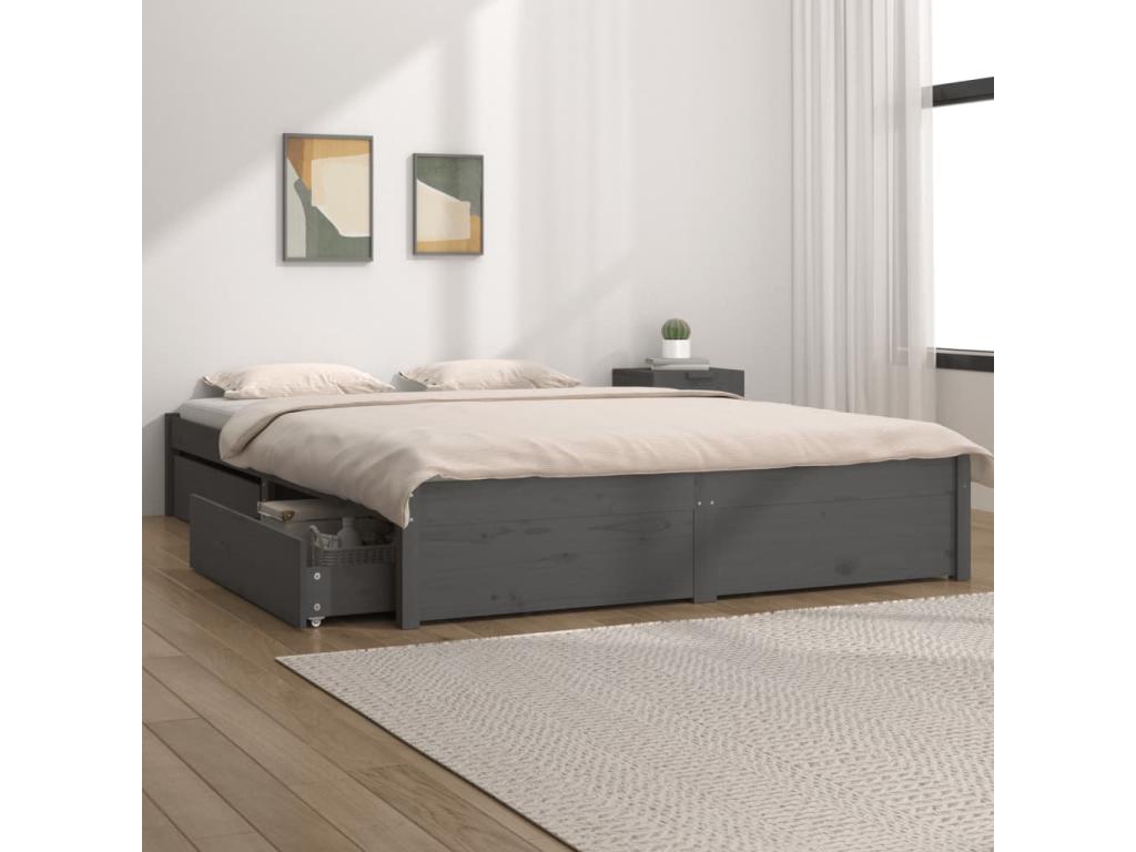 Struttura letto con cassetti Grigio 150x200 cm Très Mobenze MTEH95648