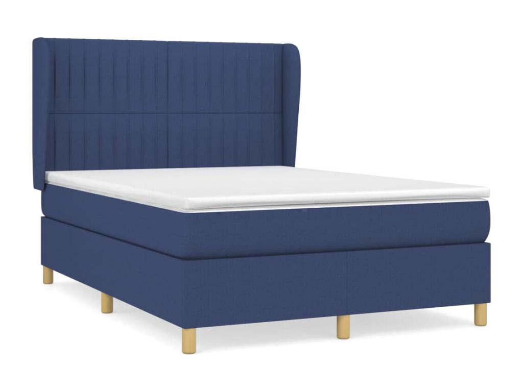 Lit à sommier tapissier con Materasso Blu 140x190 cm Tissu EOFR06013