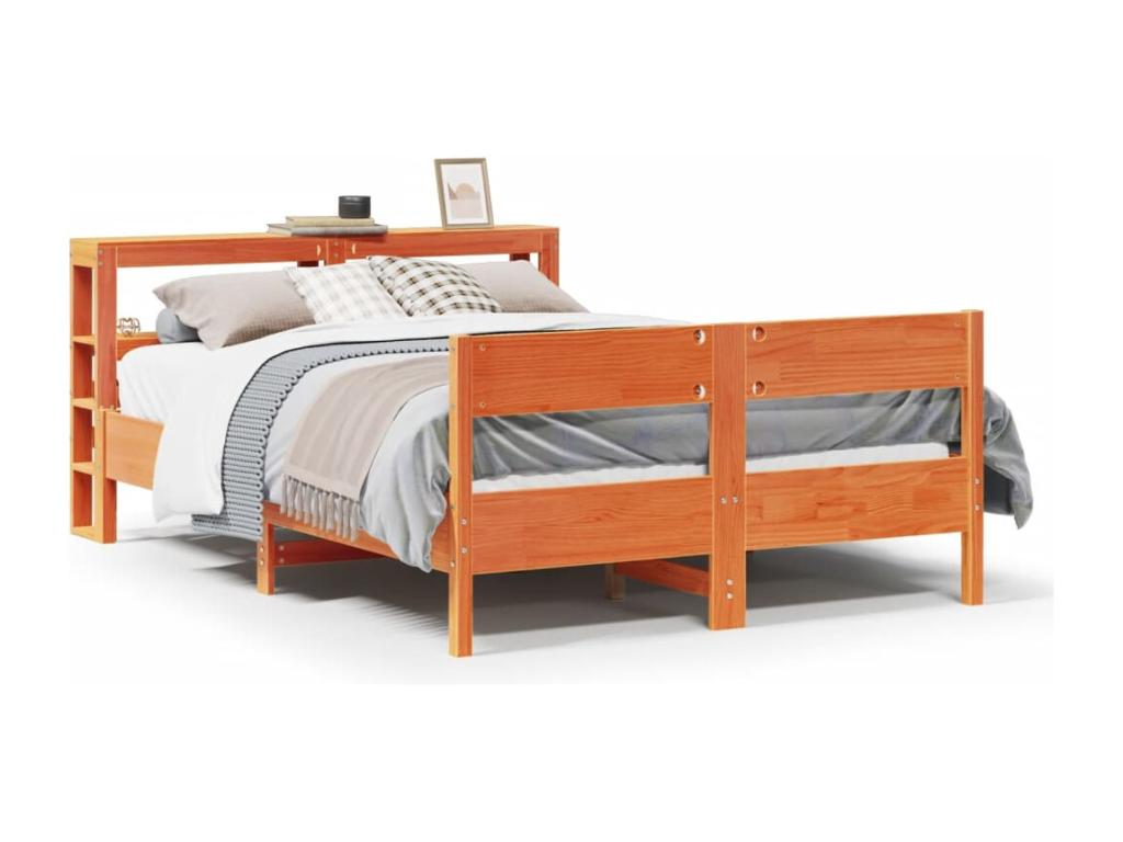 Struttura letto senza materasso cire marron 150x200 cm bois pin massif BLHS06485