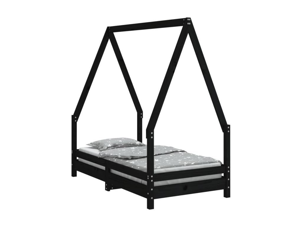 Struttura letto pour enfant nero 70x140 Mobenze de pin massif PCMR67969