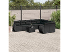 Set da giardino 10 pezzi con cuscini in resina intrecciata nera TUVF79507