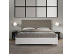 Letto contenitore 160x200 struttura frêne bianco Testiera similicuir cappuccino Burmy YXJL98881