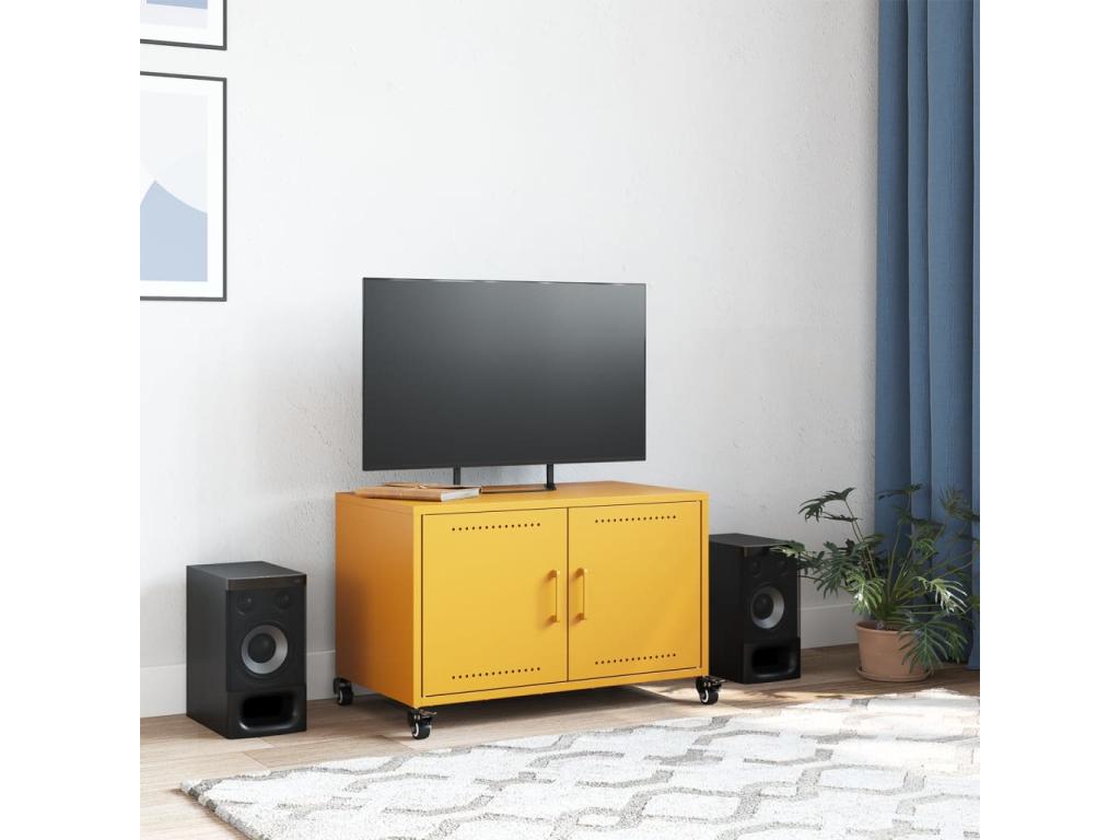 Mobile TV giallo moutarde 68x39x43,5 cm acciaio laminato freddo WZHD15557