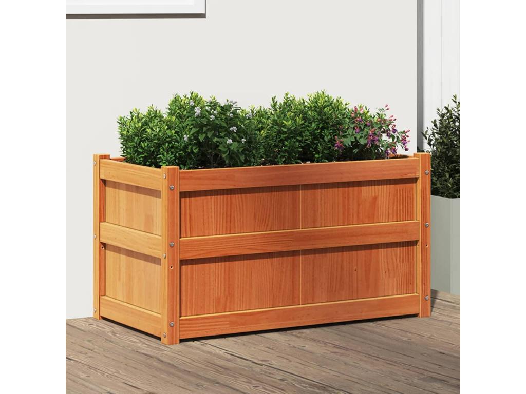 Jardinière cire marron 90x50x50 cm Mobenze de pin massif BQON32876