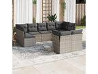 Set da giardino 9 pezzi con cuscini in resina intrecciata grigia GLTY55035