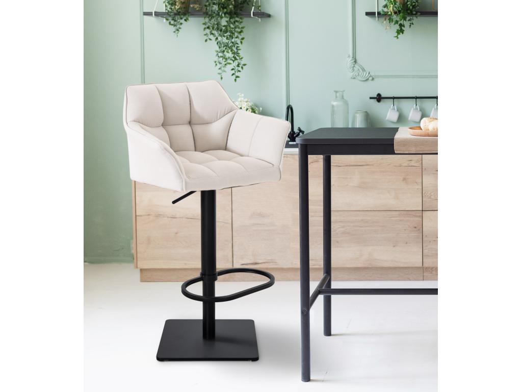 Tabouret de bar - Tessuto / Metallo - Bianco - Mobenze MXBO72249
