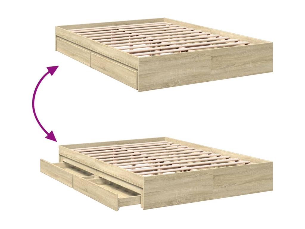 Struttura letto con cassetti senza materasso chêne Mobenze 160x200 cm QTQD64106