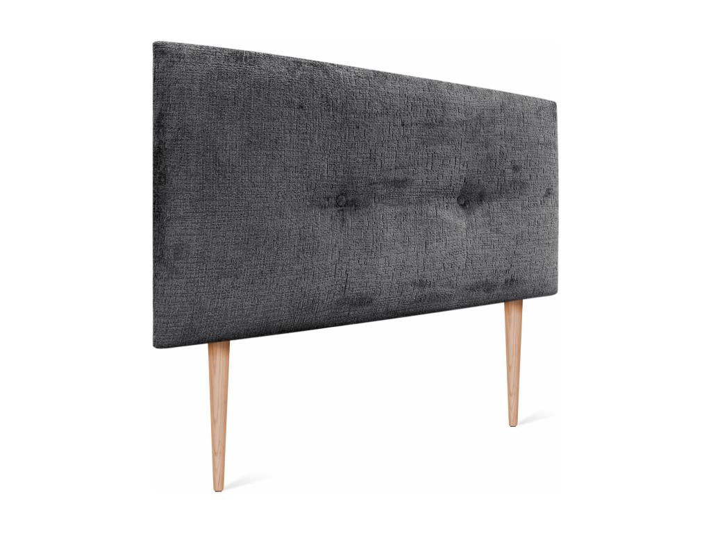 Testiera letto Mobenze Laine Naturelle con bottoni 95x105 cm con gambe de Lit 90 - Grigio Foncé POJO12978