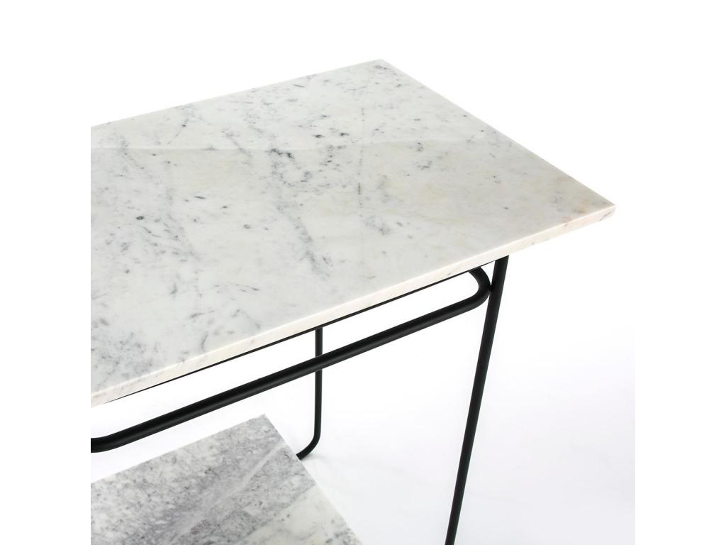 Tavolo da pranzo con 2 plateaux marmo bianco e metallo nero Mobenze BOWN60538