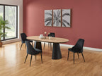 Tavolo da pranzo allungabile per 8-14 persone in MDF e metallo - Naturale chiaro e Nero - Luxameub LLXC56929