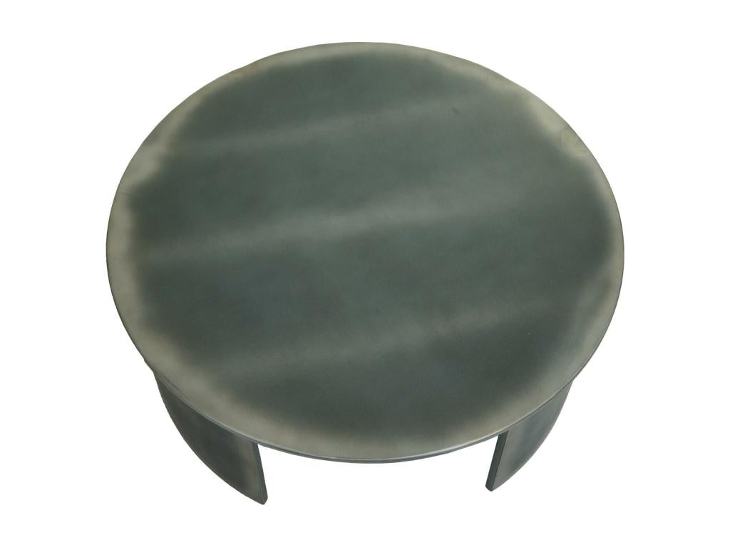 Table basse Mobenze-L74 - Table d'appoint Table de salon - certificato Mobenze Industrial - rotondo 80 cm - aspetto metallo brossé TPIM70018