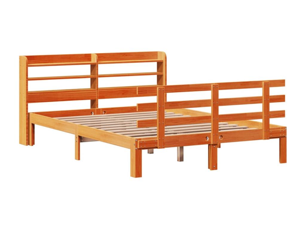 Bed frame et Headboard sans Mattress cire marron 140x200 cm AEDQ80237