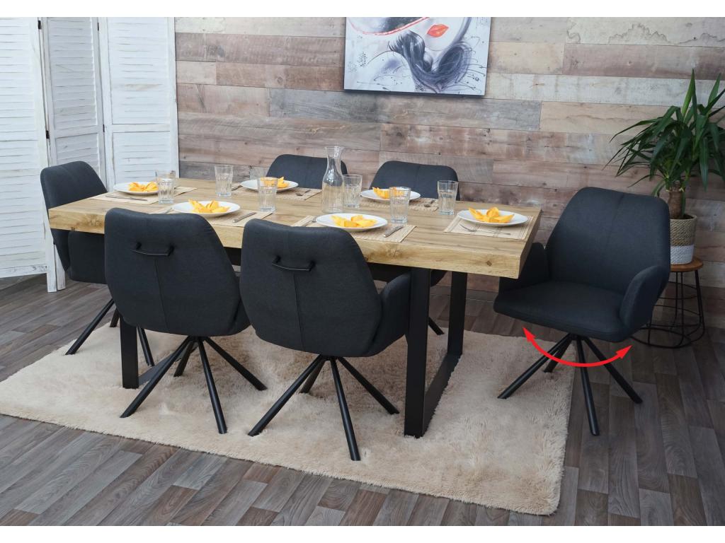 Sedia da sala da pranzo Mobenze-H71 lotto da 6 girevole grigio foncé EMAX72493