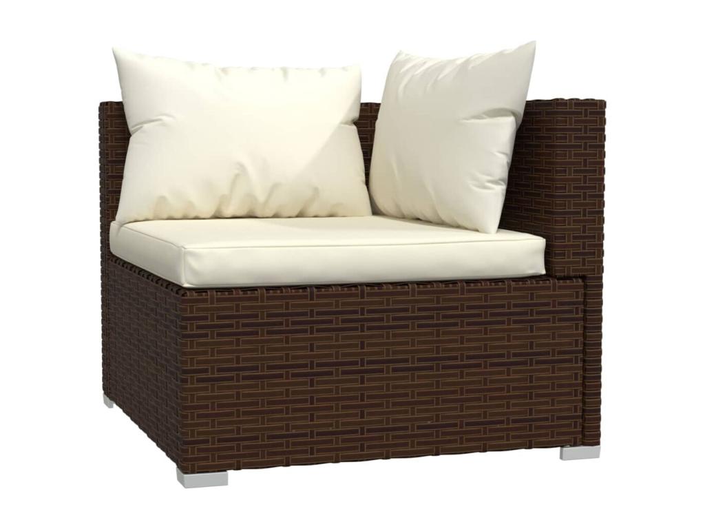 Set da giardino 12 pezzi con cuscini in resina intrecciata marrone VJXV39256