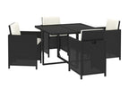 Ensemble à dîner de jardin con coussins 5 pz poly rotin nero DRQA34609