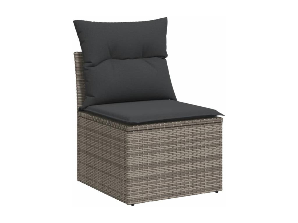 Set da giardino con cuscini 12 pezzi in resina intrecciata grigia IZUP58619