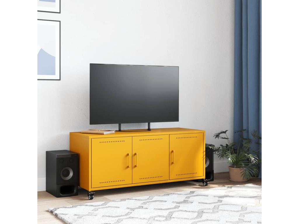 Mobile TV giallo moutarde 100,5x39x43,5 cm acciaio QEBV15291