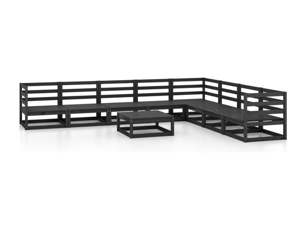 Set da giardino 9 pezzi nero Mobenze de pin massif ZFNJ45054