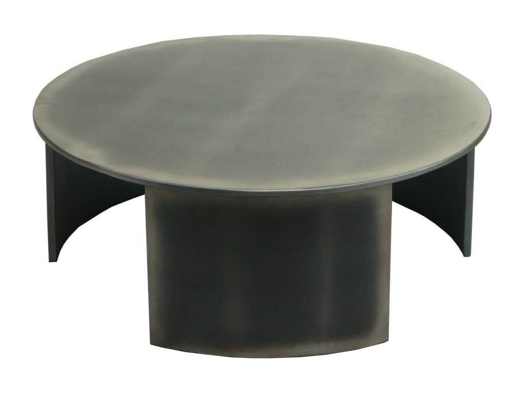 Table basse Mobenze-L74 - Table d'appoint Table de salon - certificato Mobenze Industrial - rotondo 80 cm - aspetto metallo brossé TPIM70018