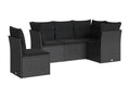 Set da giardino 5 pezzi con cuscini in resina intrecciata nera VKVR73150