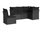 Set da giardino 5 pezzi con cuscini in resina intrecciata nera VKVR73150