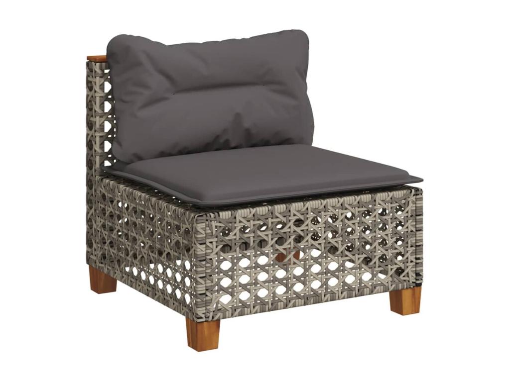 Set da giardino 11 pezzi con cuscini in resina intrecciata grigia DLIC66083