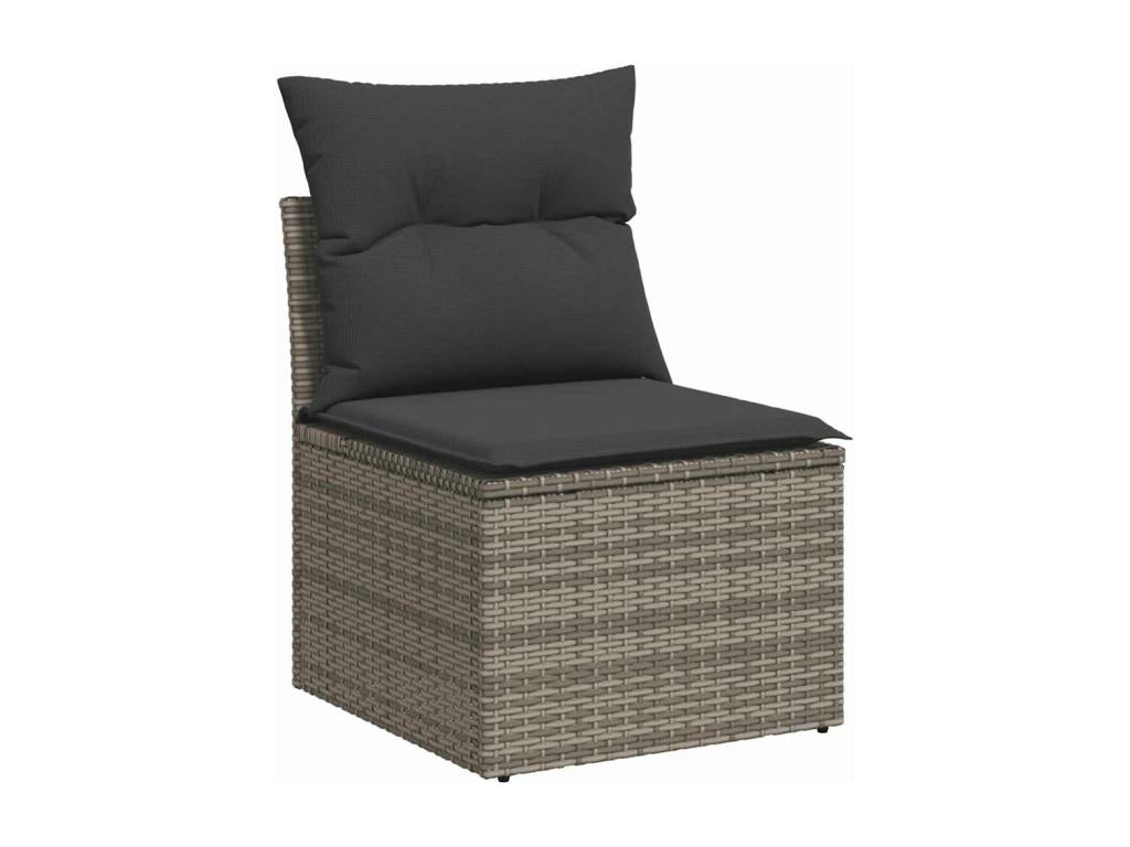 Set di mobili da esterno in vimini intrecciato in resina grigia - dlz1766571213830