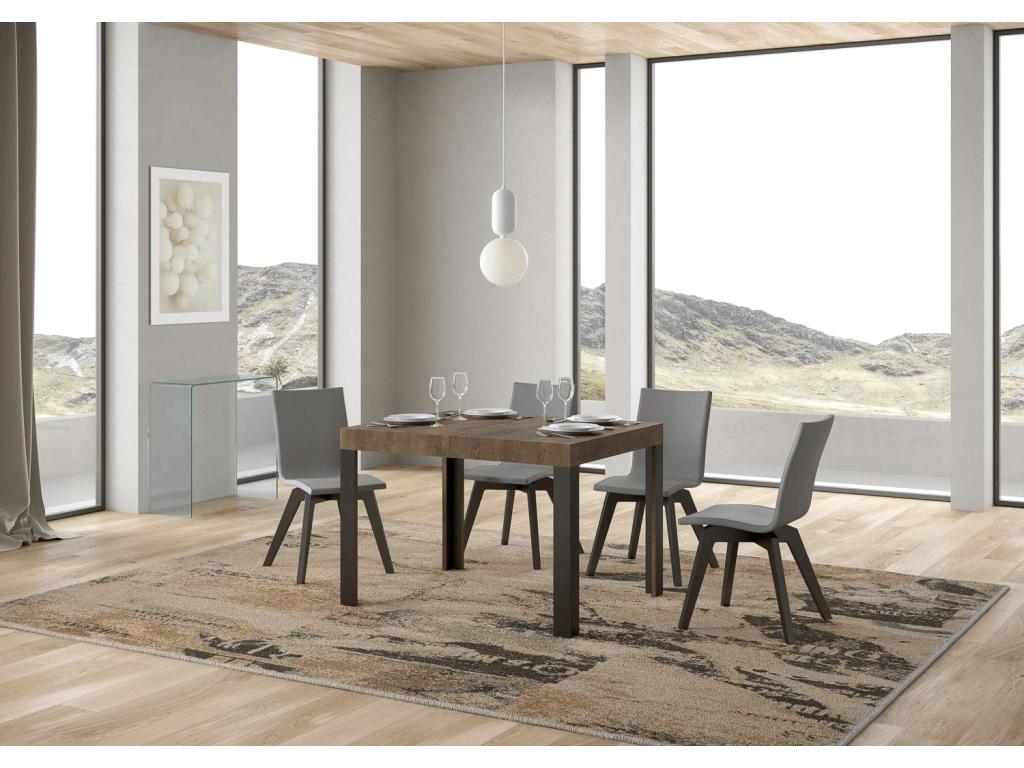 Tavolo Allungabile 70x110/194 cm Mobenze Noyer cadre Antracite URTW36827