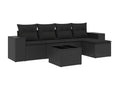 Set da giardino 6 pezzi con cuscini in resina intrecciata nera LTYS33959