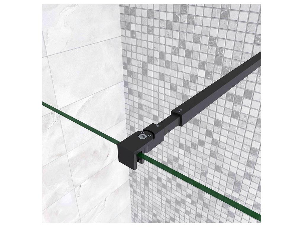 Paroi de douche à l'italienne 60x200cm in vetro 8mm di sicurezza anticalcare con barra di fissaggio 73-120cm in carré - Nero opaco IDMR79744