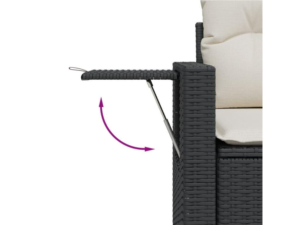 Set da giardino 6 pezzi con cuscini in resina intrecciata nera MXKX57594