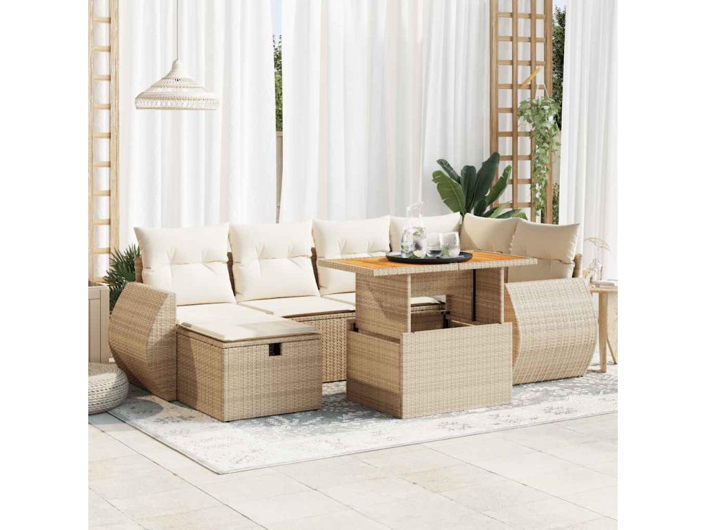 Set da giardino con cuscini 8 pezzi in resina intrecciata beige Mobenze EFOV38137