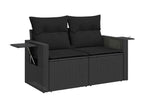 Set da giardino 9 pezzi con cuscini in resina intrecciata nera QVVI94744