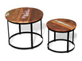Tavolo basso 2 pz Mobenze récupéré massiccio Rond 40 cm / 50 cm PXNQ21737