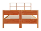 Lit bibliothèque sans Materasso cire marron 120x200 cm pin massif FQEV25465