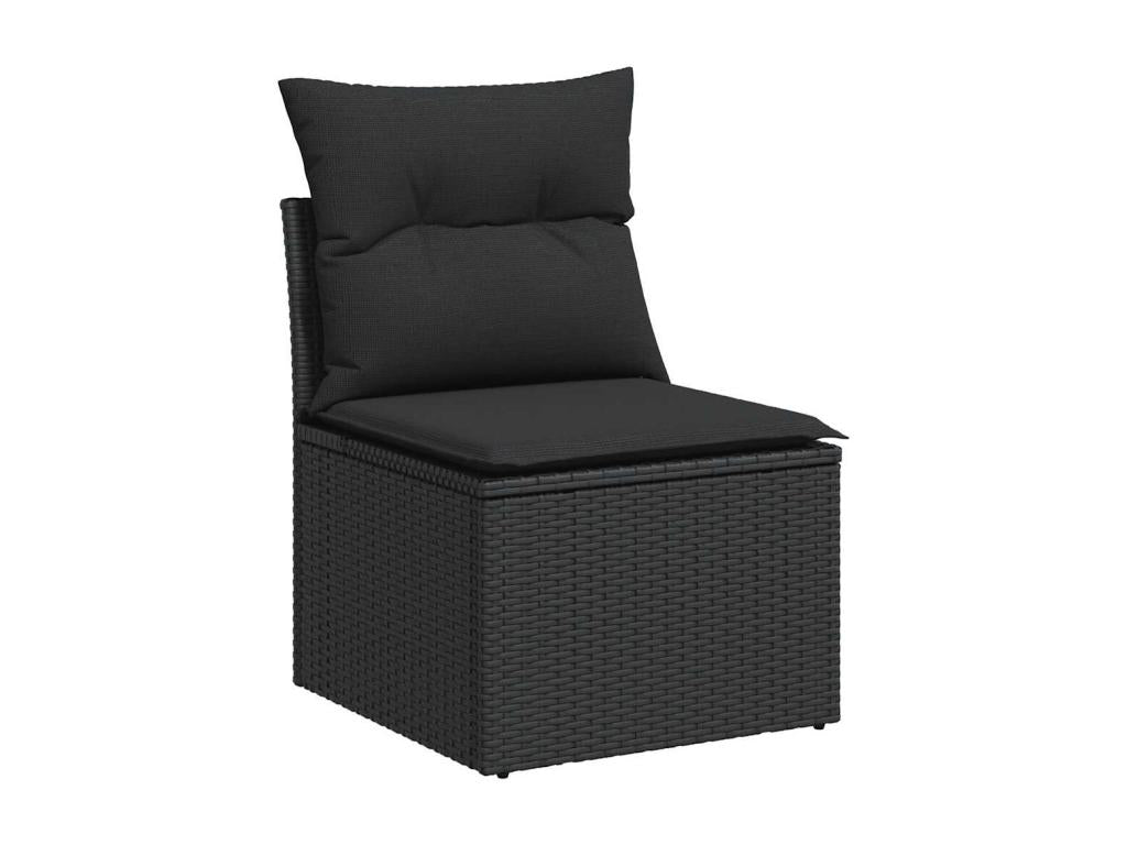 Set da giardino 6 pezzi con cuscini in resina intrecciata nera LPBX76241