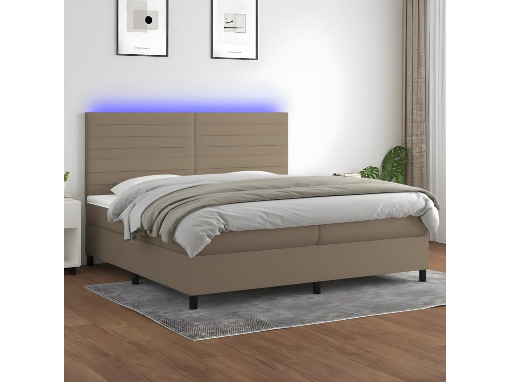 Sommier tapissier e materasso et LED Mobenze 200x200 cm Tissu RLIL05304