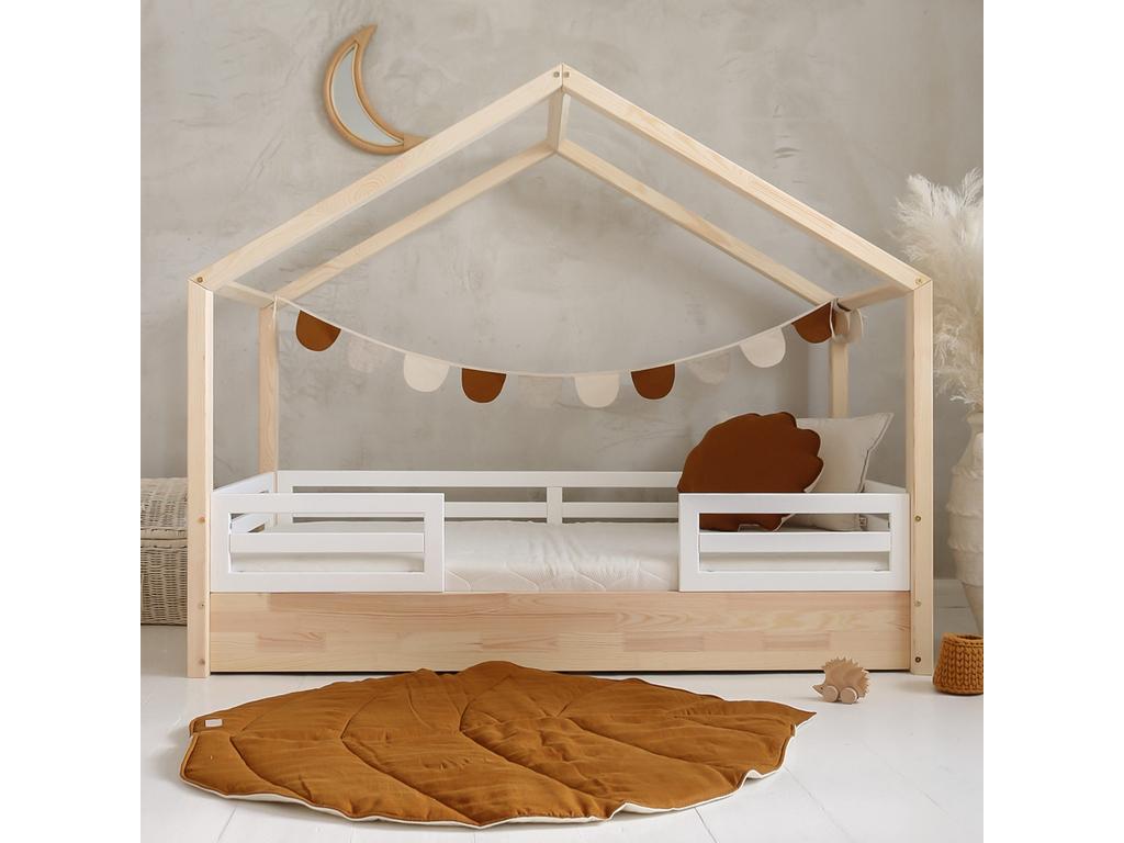 Cabane illuminata 90x200 barriere e sommier incluse gambe 1 cm Luxameub Bois et white UAEE06946