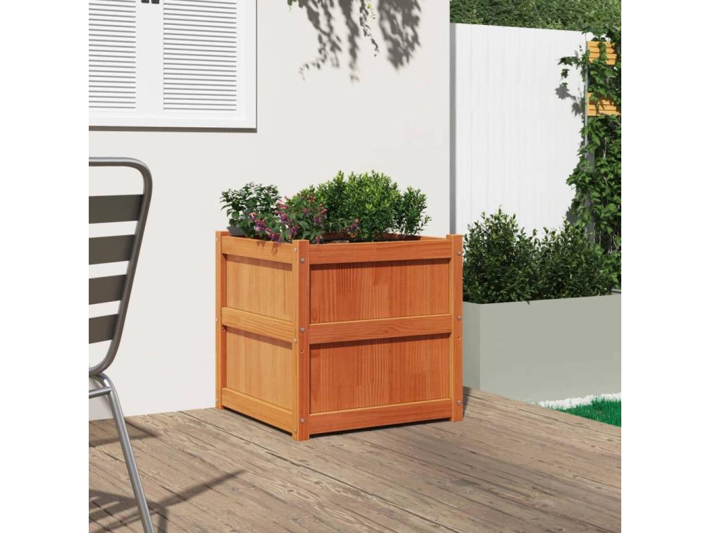 Jardinière cire marron 60x60x60 cm Mobenze de pin massif GBWC76801