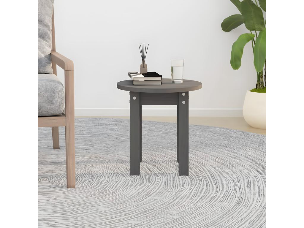 Tavolino da caffè in legno massello grigio, 35 x 35 cm