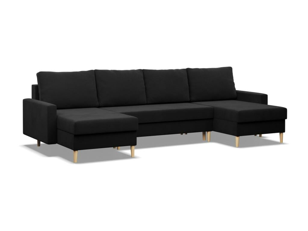 Divano ad angolo a U con funzione sommeil Coussin reversibile Mobenze Nero JQZF62242