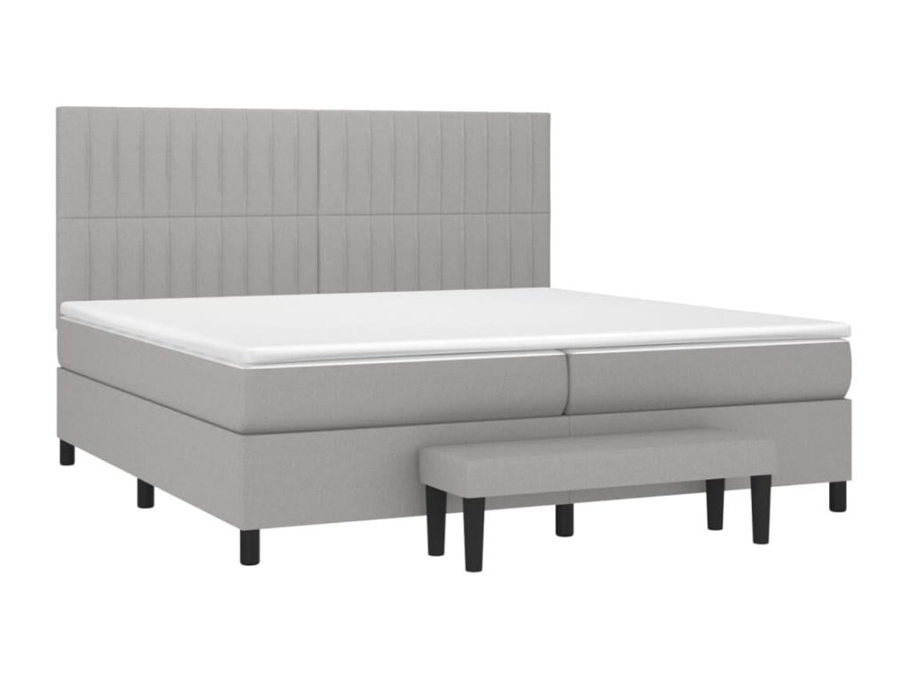 Lit à sommier tapissier con materasso Grigio chiaro 200x200 cm Tissu DNIC63447