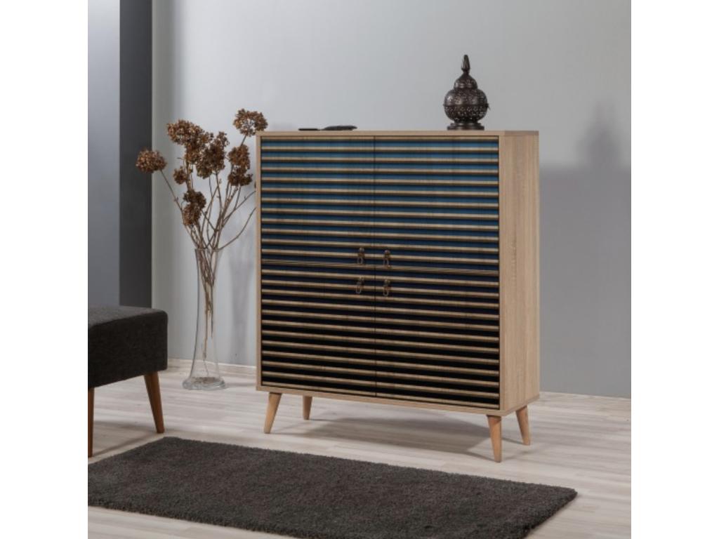 Mobile da tavolo 4 porte in Mobenze chiaro e blu degradato Mobenze 222 WTNY13024